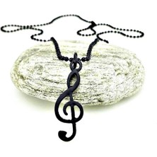 BijuStore Sol Anahtarı Kolye Siyah Renk