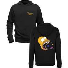 Alfa Tshirt Simpsons Siyah Ön Arka Baskılı Sweatshirt