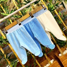 Renkli Puset 3'lü Kadife Patikli Bebek Pijama Takım Çizgili