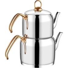 Özlife Hüma Mega Boy Çaydanlık Takımı Sade Gold CSH-120