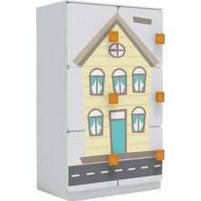 Woody Life 6 Kapaklı Çocuk Odası Anaokulu Kreş Dolap Şehir Temalı