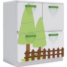 Woody Life 4 Çekmeceli Çocuk Odası Anaokulu Kreş Dolap Çiftlik Temalı