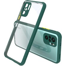 Case 4U Xiaomi Redmi Note 10S Kılıf ​​Kamera Korumalı Darbe Emici Airbag Kaff Silikon Kapak Koyu Yeşil