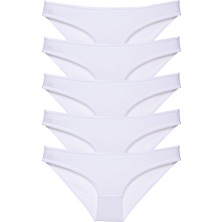 5 Adet Süper Eko Set Likralı Kadın Slip Külot Beyaz