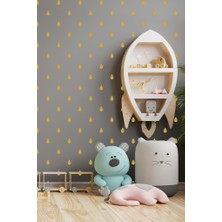 Lizpo Decor Yağmur Damlası Duvar Sticker Bebek Çocuk Odası Dekoratif Çıkartma Gold Sticker 3 x 5 cm 100'LÜ