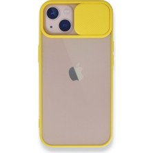 Caseart Apple iPhone 13 Kapak Lensi Açılır Kapanır Kamera Korumalı Kılıf - Sarı