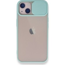 Caseart Apple iPhone 13 Kapak Lensi Açılır Kapanır Kamera Korumalı Kılıf - Turkuaz