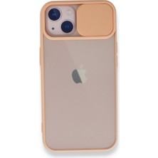 Caseart Apple iPhone 13 Mini Kapak Lensi Açılır Kapanır Kamera Korumalı Kılıf - Pudra