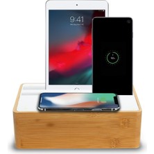 Alldock Wireless Kablosuz Şarj Standı - Bambu / Beyaz