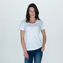 Think Simple Kadın V Yaka T-Shirt - Beyaz