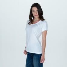 Think Simple Kadın V Yaka T-Shirt - Beyaz