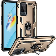 Canpay Oppo A54 4g Kılıf Metal For Car Yüzüklü Standlı Military Ring Serisi