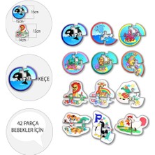 Tox 12 Set - 42 Parça Tox Deniz Canlıları ve Hayvanlar 2+ Keçe Yapboz - 2 Yaş Puzzle T01 T03