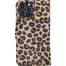 Venito Apple iPhone 13 Pro Max Florence Leopar Deri Cüzdan Telefon Kılıfı