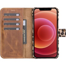 Venito Apple iPhone 13 Pro Max Florence Leopar Deri Cüzdan Telefon Kılıfı