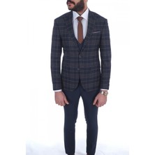 Jan Carlucci Kombinli Slimfit  Yelekli Takım Elbise