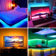 Aciko Adaptörlü Açma/kapama Anahtarlı 3 Çipli Şerit LED Rgb Full Set 15 Metre Rgb Set