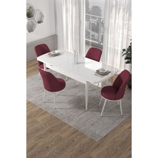 Canisa Concept Canisa Via Serisi 80X132 Açılabilir Beyaz Yemek Masa Takımı