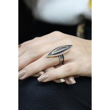 Sümer Telkari Çekiç Dövme Elişi Gümüş Tasarım Mekik Yüzük 2552