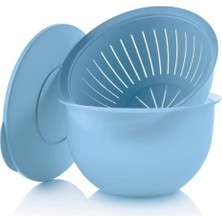 Tupperware Eko Kap Süzgeçli 4.3 lt. Buz Mavisi Saklama Servis Kabı