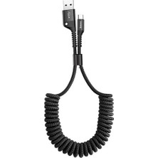 Baseus Fish Eye Spiral 2A USB Type-C Araç Şarj Kablosu