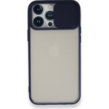 Kzy Apple iPhone 13 Pro Max Kapak Lensi Açılır Kapanır Kamera Korumalı Kılıf - Lacivert