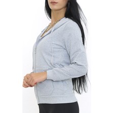 Moda Vieno Kapşonlu Fermuarlı Sweat Gri - 3001.275.