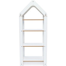 Minera Bebek/Çocuk Odası Ahşap Çok Amaçlı Raf, Oyuncak Toplama, Kitaplık - 4 Raflı Beyaz