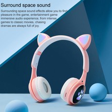 Sunsky B30 Kedi Kulakları Renkli Aydınlık Bluetooth Kulaklık Pembe (Yurt Dışından)