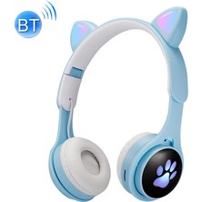 Sunsky B30 Kedi Kulakları Renkli Aydınlık Bluetooth Kulaklık Mavi (Yurt Dışından)