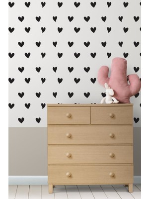 Lizpo Decor Kalp Yağmuru Duvar Sticker Bebek Çocuk Odası Dekoratif Koyu Gri Çıkartma Sticker, 3-4-5cm 140 Adt