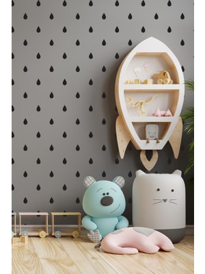 Lizpo Decor Yağmur Damlası Duvar Sticker Bebek Çocuk Odası Dekoratif Çıkartma Siyah Sticker, 3X5CM 100 Adt