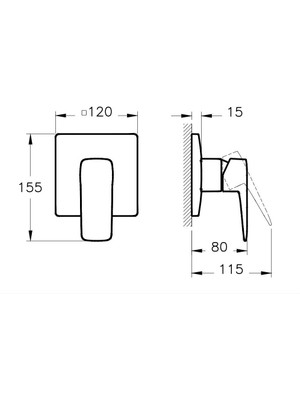 Artema Root Square A42751 Ankastre Duş Bataryası, Sıva Üstü, Krom