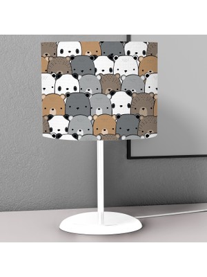 instababyrooms Kahverengi Mutlu Ayı Desenli Çocuk Odası Dijital Baskılı Çocuk Odası Masaüstü Abajur Avize