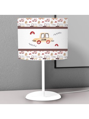 instababyrooms Renkli Araba Desenli Çocuk Odası Dijital Baskılı Çocuk Odası Masaüstü Abajur Avize