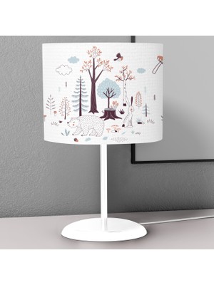 instababyrooms Ormandaki Canlılar Desenli Çocuk Odası Dijital Baskılı Çocuk Odası Masaüstü Abajur Avize