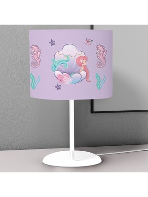 instababyrooms Beyaz Denizatı Desenli Çocuk Odası Dijital Baskılı Çocuk Odası Masaüstü Abajur Avize