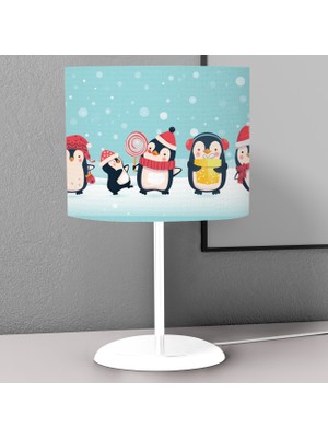 instababyrooms Penguen  Desenli Çocuk Odası Dijital Baskılı Çocuk Odası Masaüstü Abajur Avize
