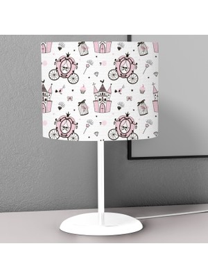 instababyrooms Pembe Kale Balkabağı Arabası Desenli Çocuk Odası Dijital Baskılı Çocuk Odası Masaüstü Abajur Avize