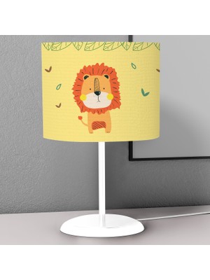instababyrooms Sarı Aslan Desenli Çocuk Odası Dijital Baskılı Çocuk Odası Masaüstü Abajur Avize