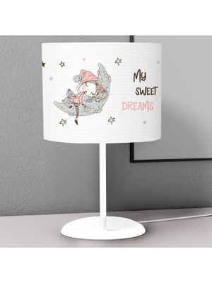 instababyrooms Tatlı Rüyalar Küçük Kız Desenli Çocuk Odası Dijital Baskılı Çocuk Odası Masaüstü Abajur Avize
