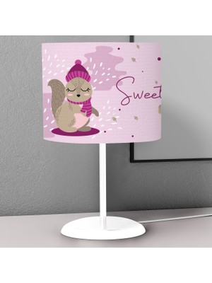 instababyrooms Pembeli Tatlı Sincap  Desenli Çocuk Odası Dijital Baskılı Çocuk Odası Masaüstü Abajur Avize