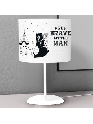 instababyrooms Beyaz Cesur Ayı Desenli Çocuk Odası Dijital Baskılı Çocuk Odası Masaüstü Abajur Avize