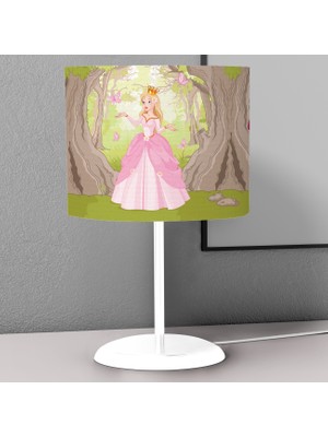 instababyrooms Pembe Prenses  Desenli Çocuk Odası Dijital Baskılı Çocuk Odası Masaüstü Abajur Avize
