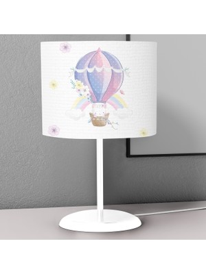 instababyrooms Beyaz Balon Gökkuşağı Desenli Çocuk Odası Dijital Baskılı Çocuk Odası Masaüstü Abajur Avize