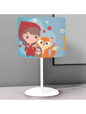 instababyrooms Şapkalı Kız ve Tilki Desenli Çocuk Odası Dijital Baskılı Çocuk Odası Masaüstü Abajur Avize
