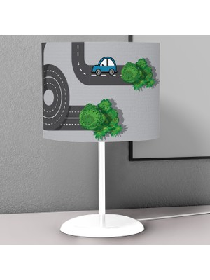 instababyrooms Yol ve Ağaç  Desenli Çocuk Odası Dijital Baskılı Çocuk Odası Masaüstü Abajur Avize