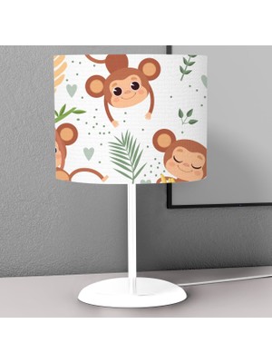 instababyrooms Maymun ve Yaprak Desenli Çocuk Odası Dijital Baskılı Çocuk Odası Masaüstü Abajur Avize