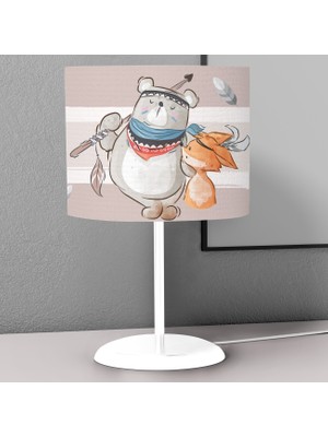 instababyrooms  Ayı ve Tilki Desenli Çocuk Odası Dijital Baskılı Çocuk Odası Masaüstü Abajur Avize