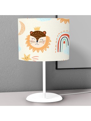 instababyrooms Kral Aslan  Desenli Çocuk Odası Dijital Baskılı Çocuk Odası Masaüstü Abajur Avize